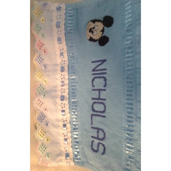 Vintage Disney Babies Mickey Mouse Handtowel Monogram Nicholas, Nursery Room Dec - Picture 4 of 6